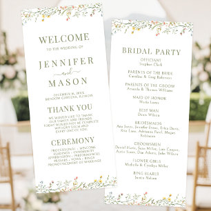 Boho Colorful WildFlower Wedding Program Card