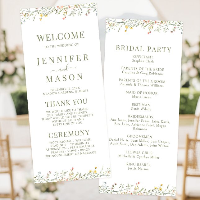 Boho Colorful WildFlower Wedding Program Card (Creator Uploaded)
