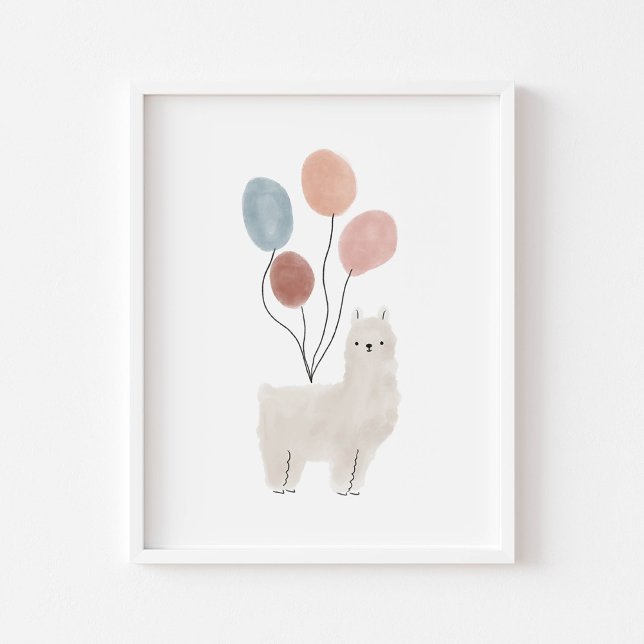 Boho colour Lama with balloons poster (Creator Uploaded)