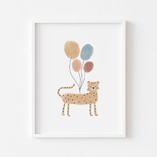 Boho coloured Chita with balloons poster 