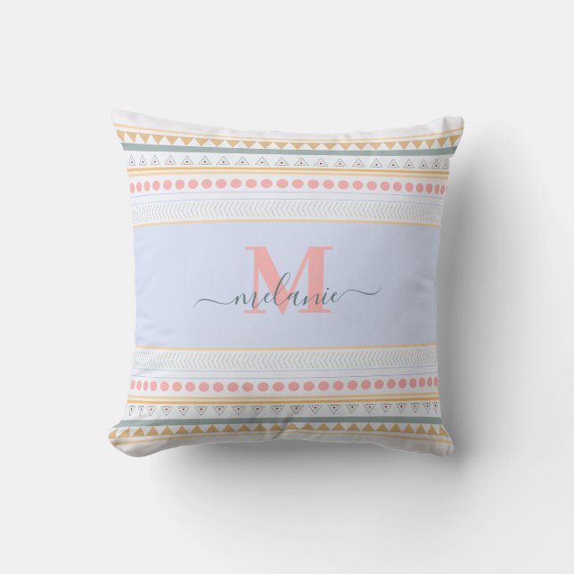 Boho colourful Abstract Monogram Cushion (Front)