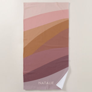 Boho Colourful Abstract Retro Name Beach Towel