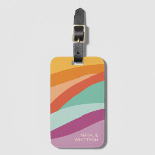 Boho Colourful Abstract Retro Name Luggage Tag
