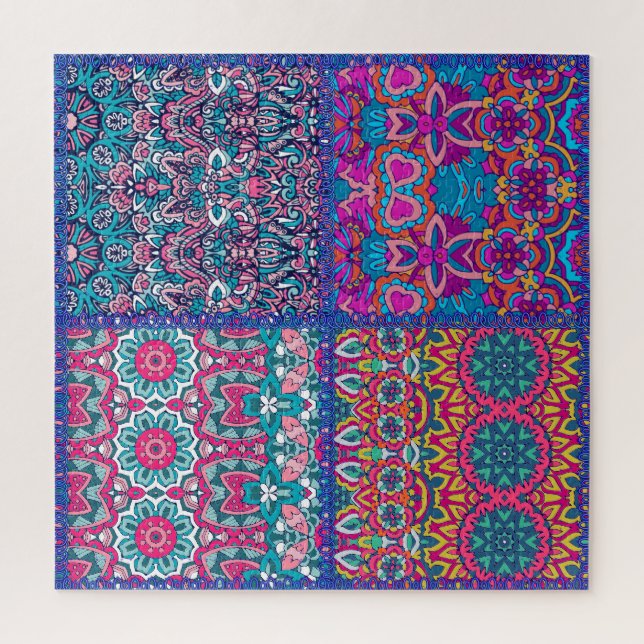 Boho Colourful Blocking Quilt Pattern  Jigsaw Puzzle (Vertical)