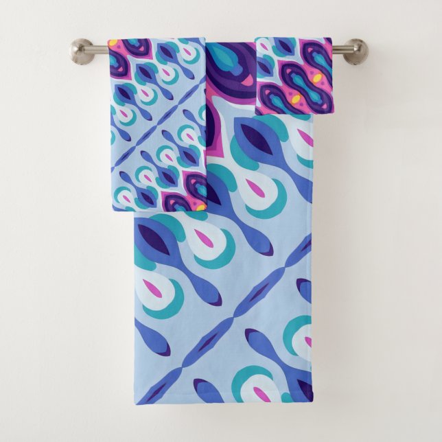 Boho Colourful blue 39 Bath Towel Set (Insitu)
