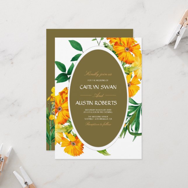 boho colourful botanical wildflowers modern invitation (Front/Back In Situ)