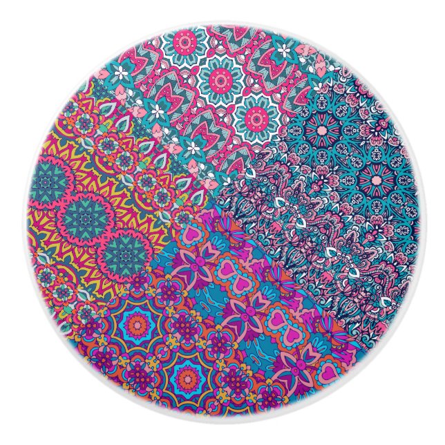 Boho Colourful   Ceramic Knob (Front)