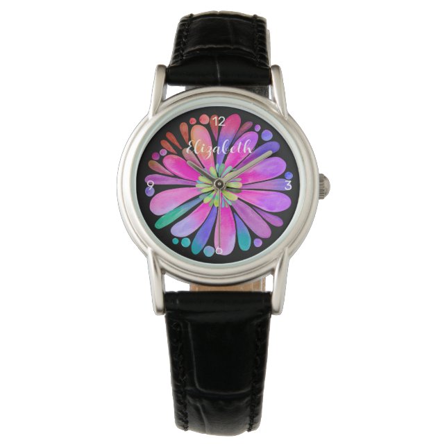 Boho Colourful Design Personalise  Watch (Front)