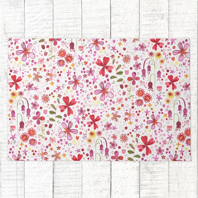 Boho Colourful Floral Watercolor Doormat (Watercolor wildflower floral art doormat)