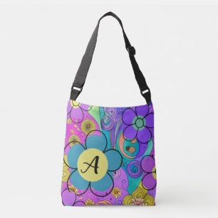 Boho Colourful Flower Print Crossbody Bag