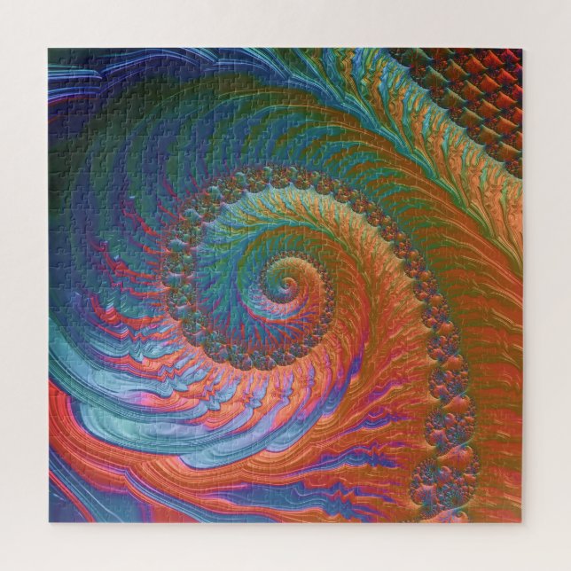 Boho Colourful Gradient Spiral Fractal Abstract Ar Jigsaw Puzzle (Vertical)