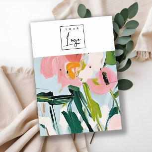 Boho Colourful Painted Floral Necklace Earring Log Business Card