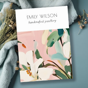 Boho Colourful Pink Teal Painted Floral Earring Business Card