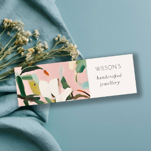 Boho Colourful Pink Teal Painted Floral Earring Mini Business Card