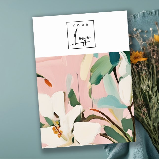 Boho Colourful Pink Teal Painted Floral Haipin Log Business Card (Creator Uploaded)