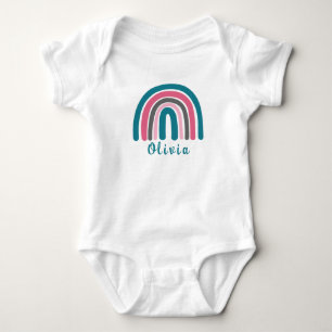 Boho Colourful Rainbow With Personalised Name Baby Bodysuit