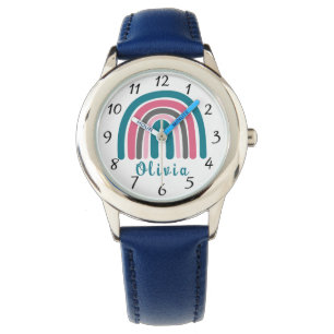 Boho Colourful Rainbow With Personalised Name  Watch