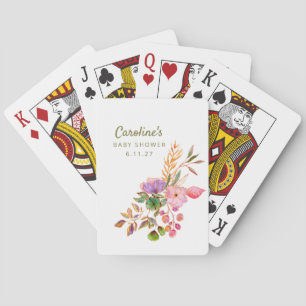 Boho Colourful Watercolor Floral Baby Shower Custo Playing Cards