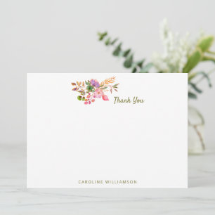 Boho Colourful Watercolor Floral Baby Shower Custo Thank You Card