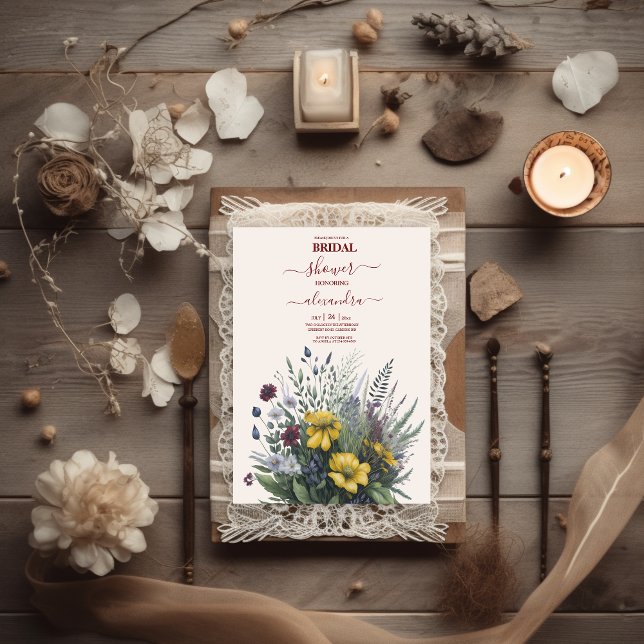 Boho Colourful Watercolor Wildflower Bridal Invitation (Creator Uploaded)
