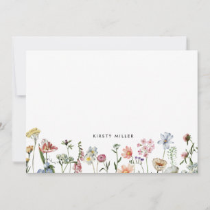 Boho Colourful Wild Flowers Personalised Stationer Card