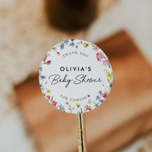Boho Colourful Wildflower Fairytale Baby Shower Classic Round Sticker