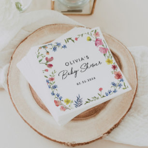 Boho Colourful Wildflower Fairytale Baby Shower Napkin