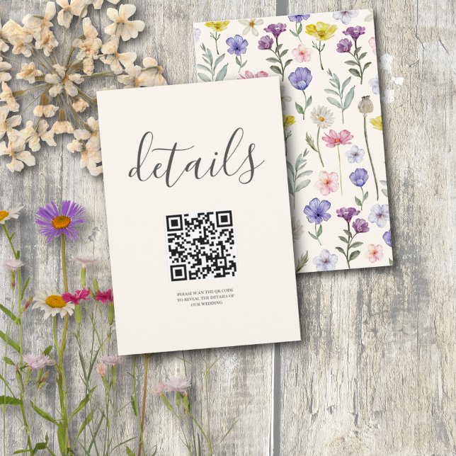 Boho Colourful Wildflower Floral Wedding Details Enclosure Card (Creator Uploaded)
