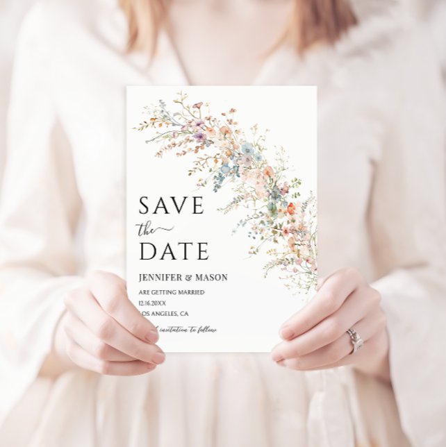 Boho Colourful Wildflower Spring Save The Date Invitation (Creator Uploaded)