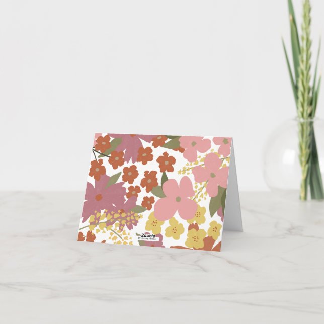 Boho Colourful Wildflower Thank you card (Back)