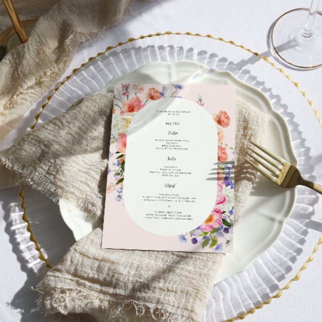 Boho Colourful Wildflower Wedding Menu (Creator Uploaded)