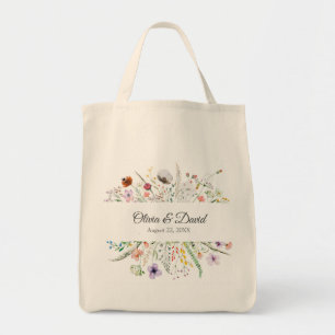 Boho Colourful Wildflowers Wedding Tote Bag