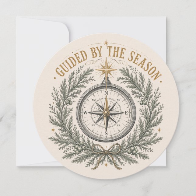 Boho Compass Christmas Holiday Greetings (Front)