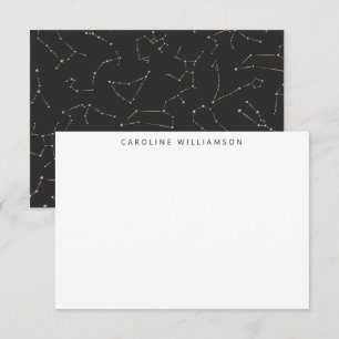 Boho Constellation Stars Black Gold Personalised  Card