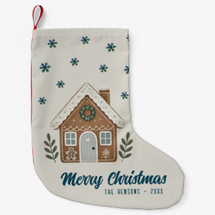 Boho Cookie House Snowflakes Family Small Christmas Stocking