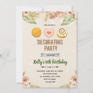 Boho cookies decorating theme invite