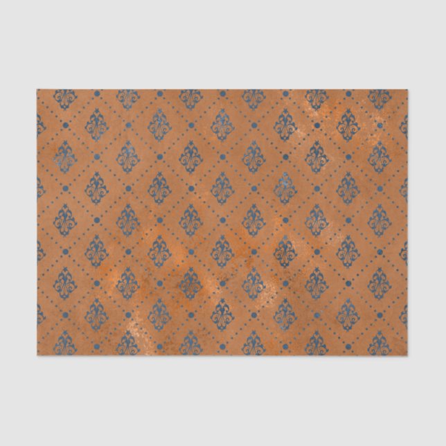 Boho Copper Blue Graphic Art Deco Tissue Paper (Front)