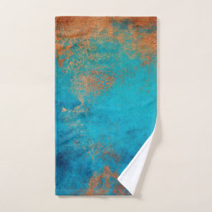 Boho Copper Blue Rustic Hand Towel
