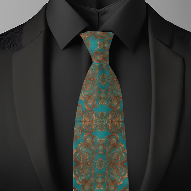  Boho Copper Turquois Elegant Pattern Tie (Creator Uploaded)