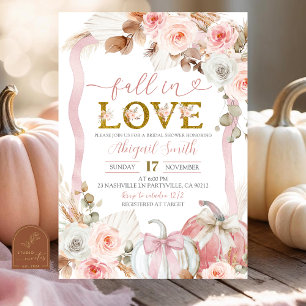 Boho Coquette Pink Pumpkin Bridal Shower Invitation