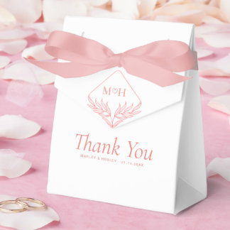 Boho Coral Pink White Monogram Wedding Gift Favour Box