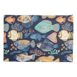 Boho Coral Reef Fish Pattern Pillowcase