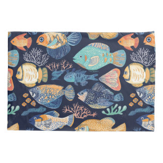 Boho Coral Reef Fish Pattern Pillowcase