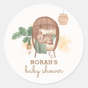 Boho Cosy Teddy Bear Sleep Baby Shower Classic Round Sticker