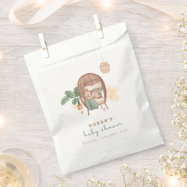 Boho Cosy Teddy Bear Sleep Baby Shower  Favour Bag (Clipped)