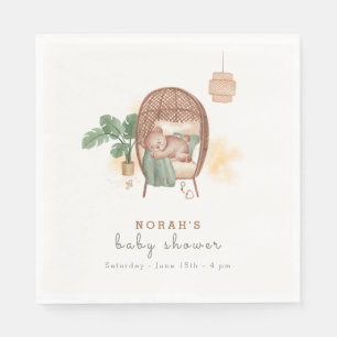Boho Cosy Teddy Bear Sleep Baby Shower  Napkin