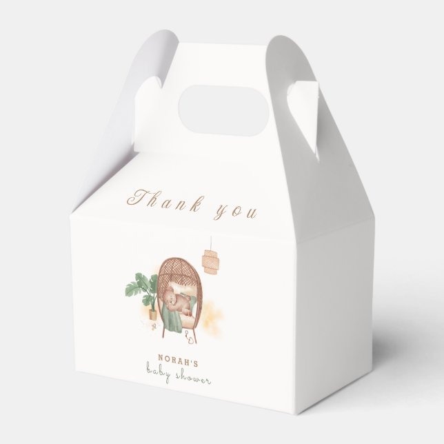 Boho Cosy Teddy Bear Sleep Baby Shower Thank You Favour Box (Front Side)