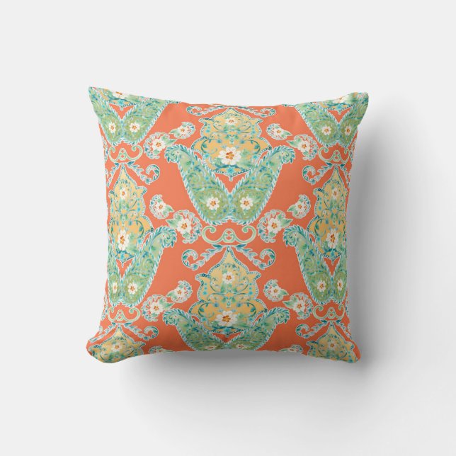 Boho Cottage Modern Bohemian Style Flower Paisley Cushion (Front)