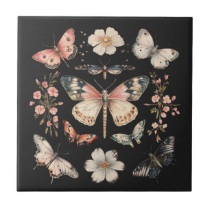 Boho Cottagecore Monarch Butterfly Ceramic Tile