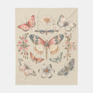 Boho Cottagecore Monarch Butterfly Fleece Blanket